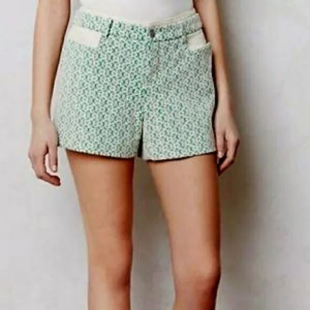 Anthropologie Green Lace Shorts